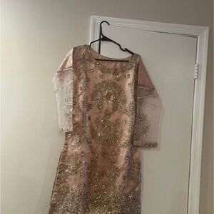 Pakistani Three Pieace Ghara Set Elegant Embellished Dress